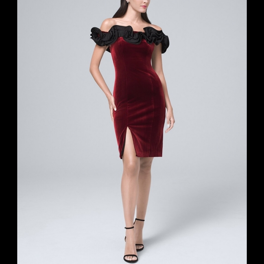 🔥Aidan Mattox Off the Shoulder Velvet Dress - Picture 3 of 16